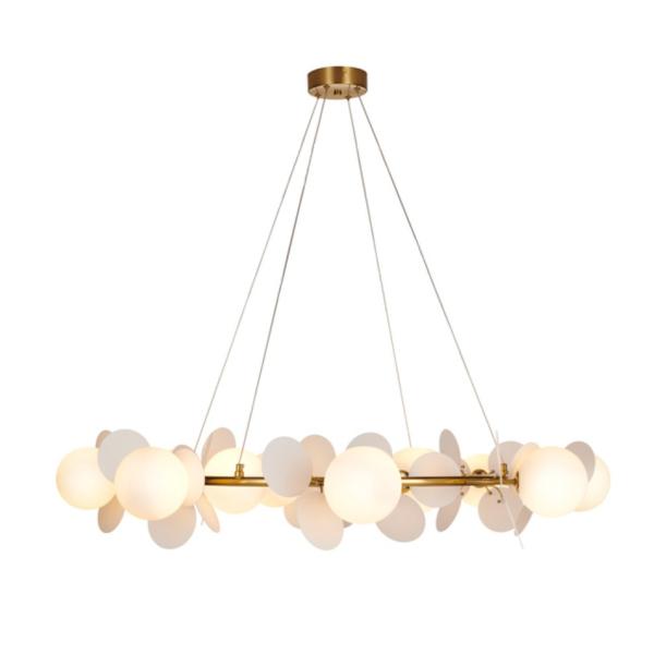 White Luxury Interior Round Ring And Big Villa Ceramic Pendant Lamp For Home