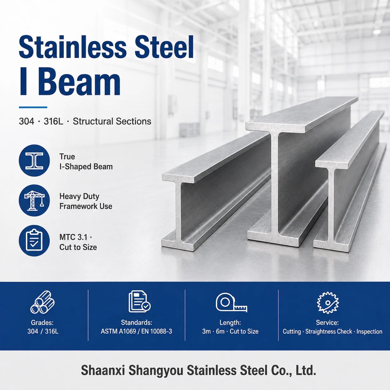 Stainless Steel I Beam in 304 316L and Duplex for Structural Projects