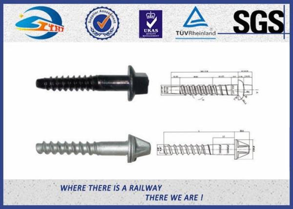 Black Oxide Railway Sleeper Screws / Rail Screw Spike AREMA / DIN571