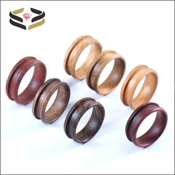 Anillos de madera maciza de tipo religioso de 6 mm y 8 mm para incrustaciones