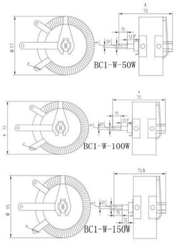 BC1-W Variable Power Resistor Rheostat Round Disk Wirewound Adjustable Resistor 50W 100W 150W 300W 500W
