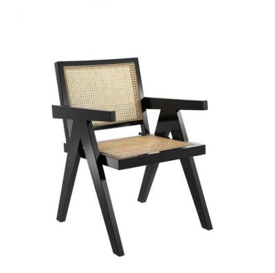 Simple Nordic wood rattan dining chair Korean sitting room balcony lounge chair coffee shop negotiation chair
