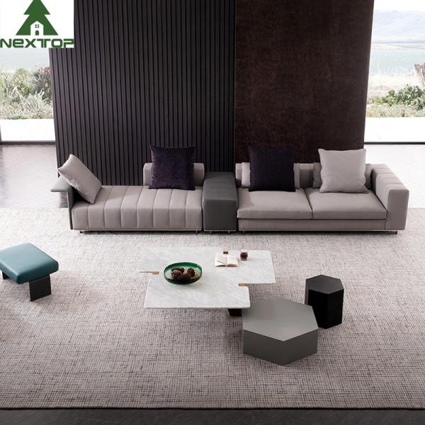 OEM Hotel Lobby Furniture Modular Sofa Set Leather Fabric Straight Sofa Living Room