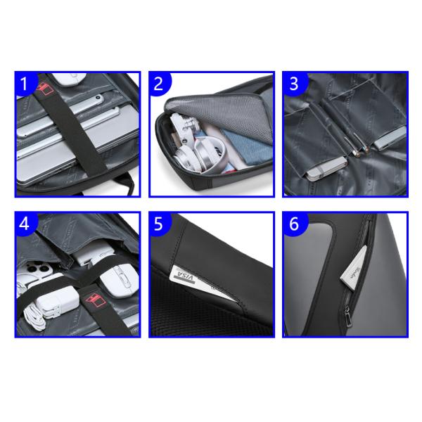 Полиэстер черный противоугонный водонепроницаемый рюкзак для ноутбука 20 литров