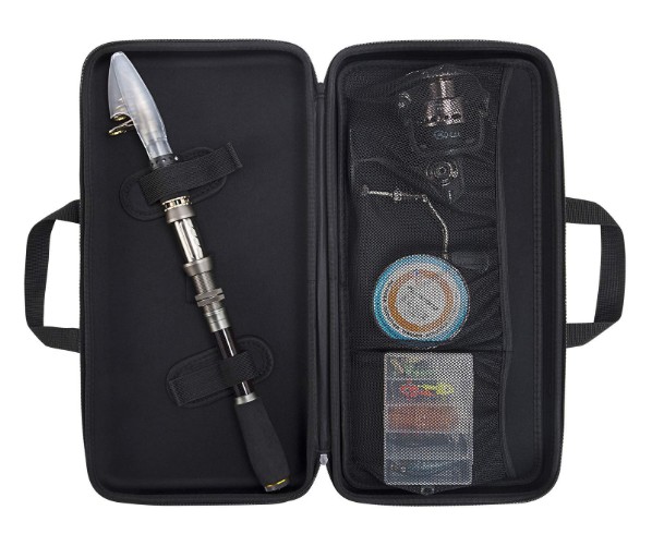 Black Durable Nylon + EVA Material Fishing Rod Case With Handle