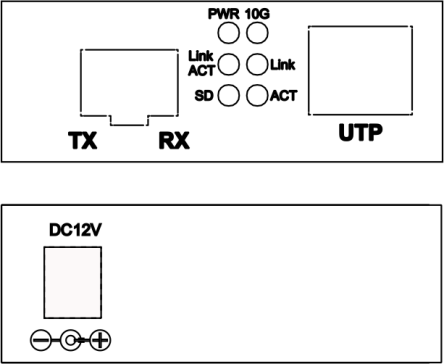 1000M 2.5G 5G 10G RJ45 SFP+ Преобразователь медиа 12VDC Скорость автоматического обнаружения Неуправляемая