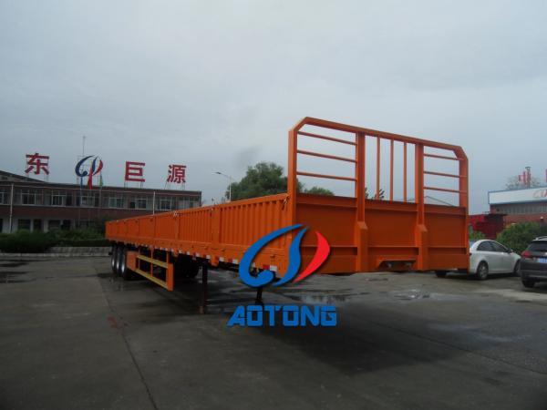 Requisito de personalização Tri-eixos Flatbed Sidewall Semi-Truck Trailer para transporte de carga