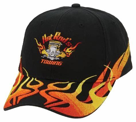 Velcro Closure Casual Baseball Caps Heavy Brushed Cotton Liquid Chrome Metal Flame Peak