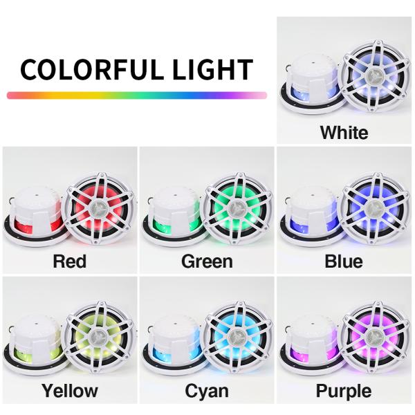 6.5inch Shallow-mount Marine Speakers With RGB LED Lighting