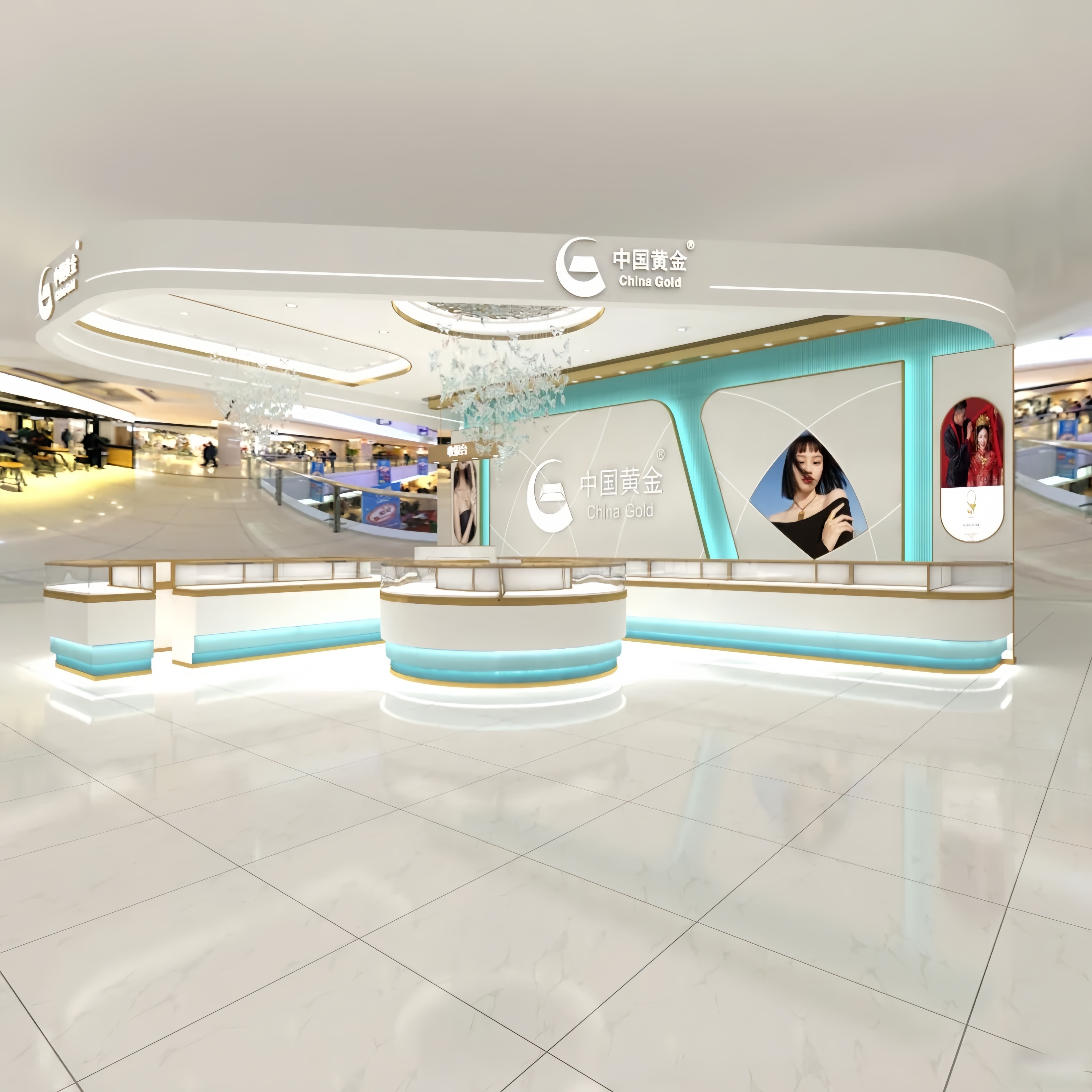 SS304 Jewelry Display Case Glass Solid Wood Veneer A Jewelry Showrooms