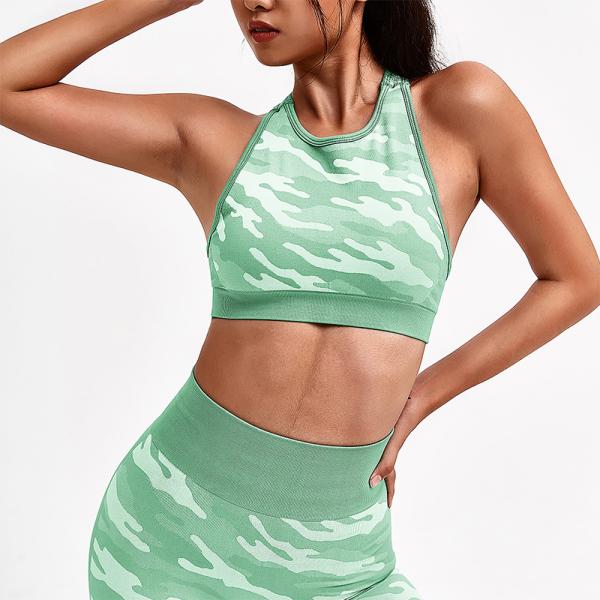 Фабрика OEM Производитель Пользовательский логотип Spandex Ladies Sports Bras Army Camo Women Racer Back Tank