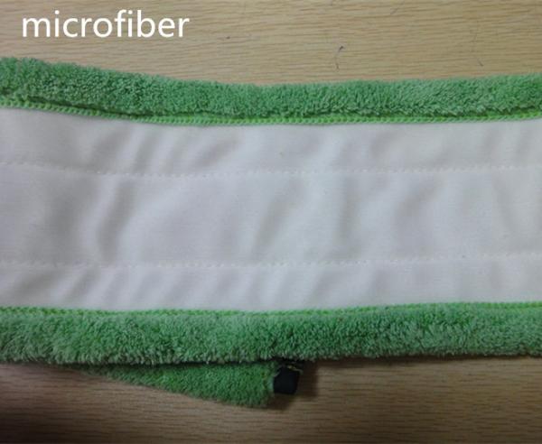 Microfiber Dust Mop 13*51cm Fold Green Coral Fleece Backing White  Wet Mop Pads