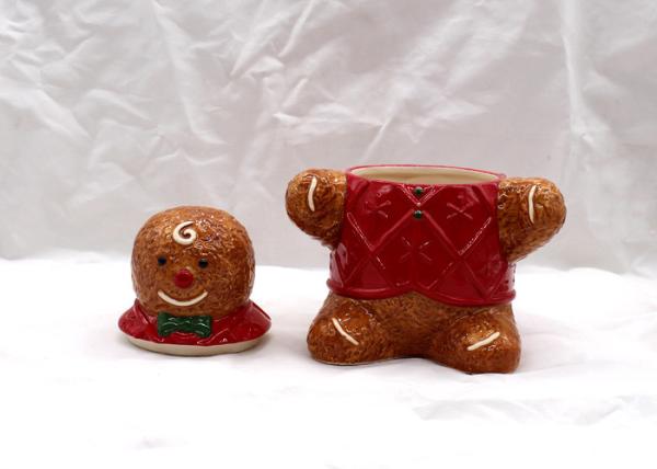 Gingerbread Man Ceramic Cookie Jar Holiday Gifts With Red Cloth Cookie Jar
