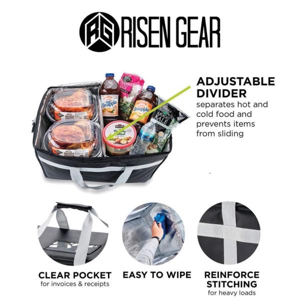 Food Delivery Insulated Food Carrier Bag / Drink Cooler Bag With Adjustable Divider