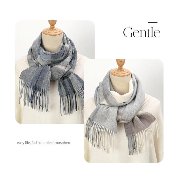 Long Style Cashmere Neck Warmer for Women in Warm Tartan Plaid Wool from Malaysia