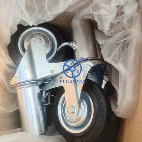 160mm Hollow Stem Scaffold Castors Black Rubber Tube Scaffolding Wheels