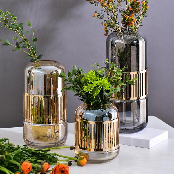 Elegante estilo vintage moderno Vaso de vidro Decoração para flores Central decorativa