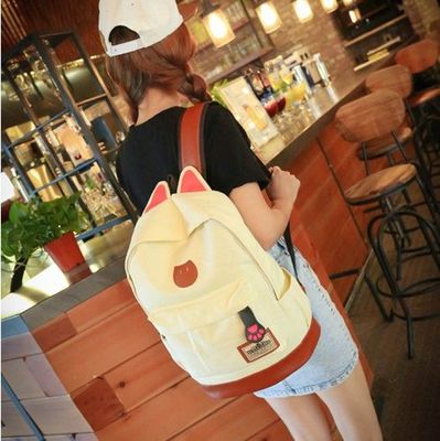 The new canvas backpack ear fashion bag for student