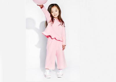 Pretty Cotton Little Girls Sleepwear Set , Girls Sweat Suits Petal Shaped Hem