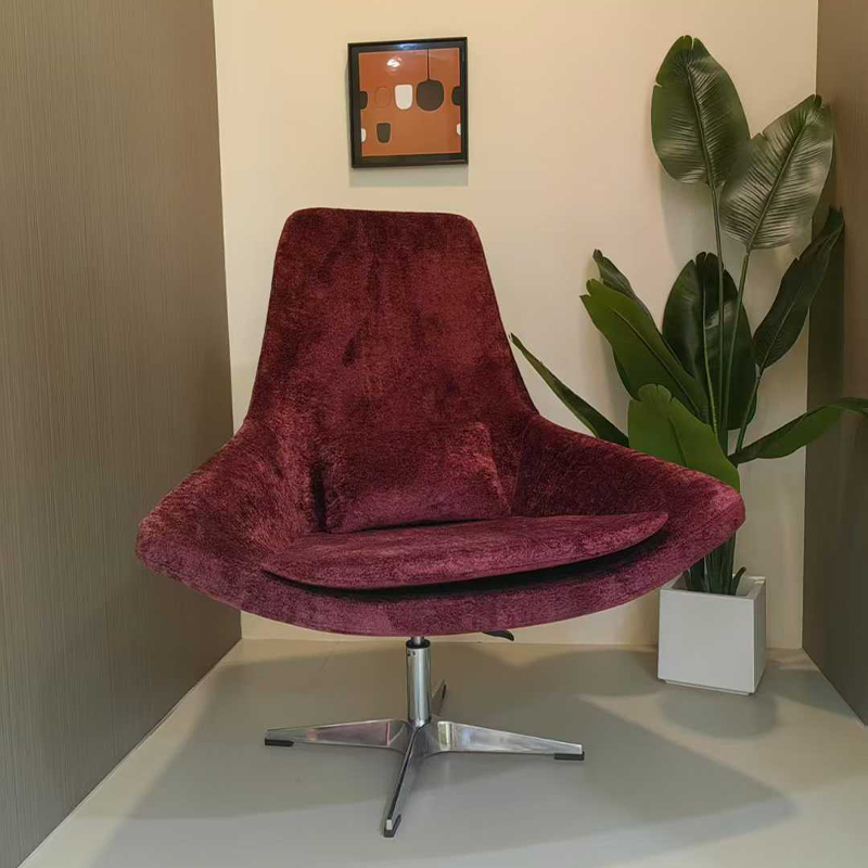 Lazy Lounge Chair for Living Room & Bedroom Single Leisure Soft Comfortable Upholstered Chair Metal Base High-Back Armchair