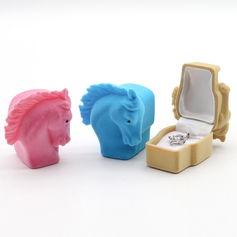 Cute Velvet Flocking Jewelry Box Solid Color Ring Storage Proposal Pair For Couple