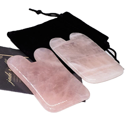 Natural Rose Quartz Gua-Sha Tool Wave Shape Massage Therapy with Engrave Logo