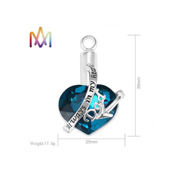 Никакая кремация диаманта сердца Tarnish голубая не выгравировала шармы ожерелья