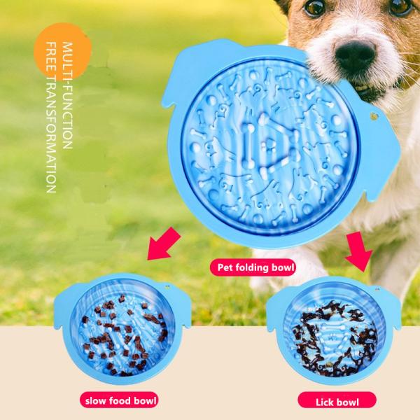 Outdoor Portable Folding Bowl Sucker Licking Pad Slow Food Bowl Dog Basin Silicone Pet Bowl Dog Bowl