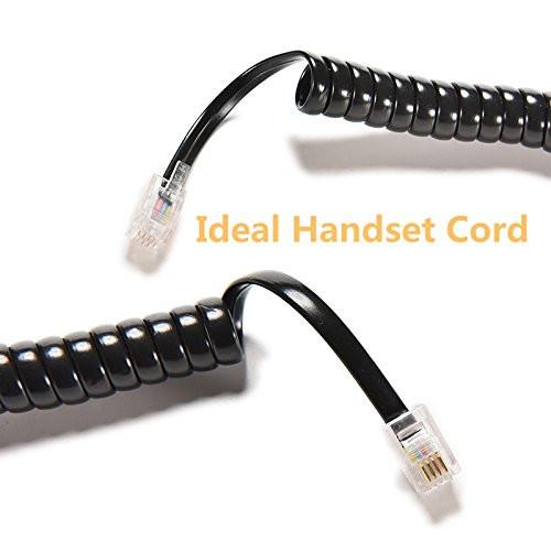 RJ11 RJ12 スパイラル電話ケーブル 6ft 24AWG 350MHz シールド