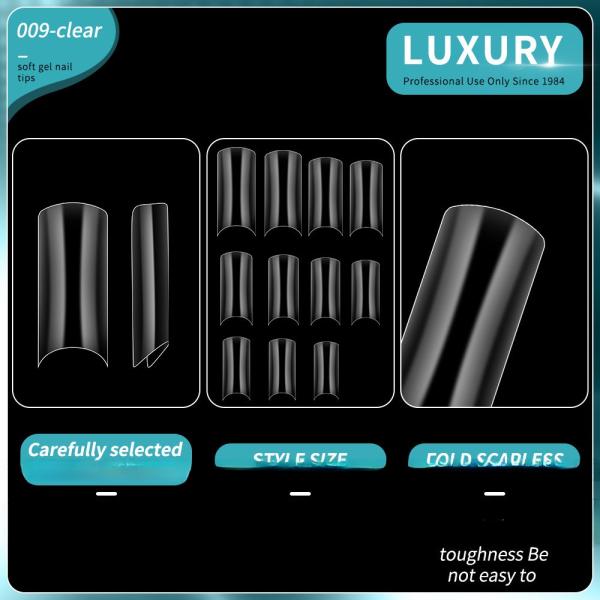 Medium Square Shape False Nail Tips Half Cover Acrylic False Nails Artificial Nail Tips Clear Color Nail Extension 11 Sizes