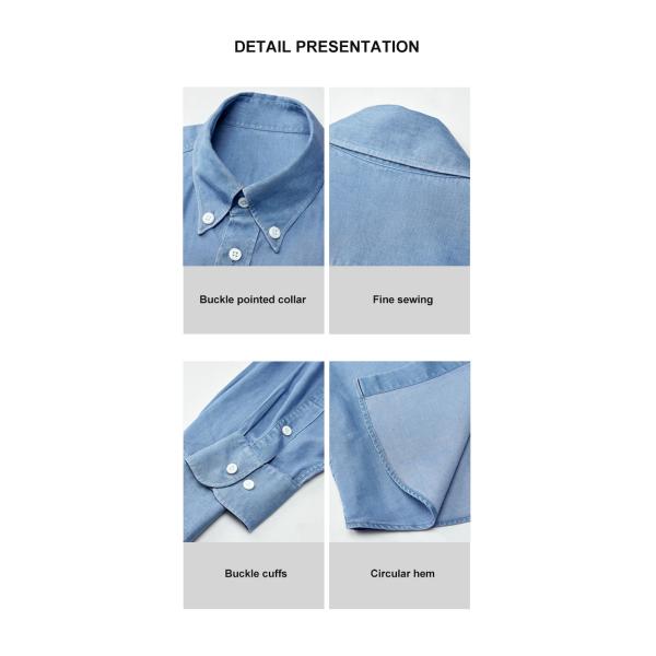 Летняя хлопчатобумажная стройная мужская французская рубашка Custom OEM светло-голубой для деловых обычных