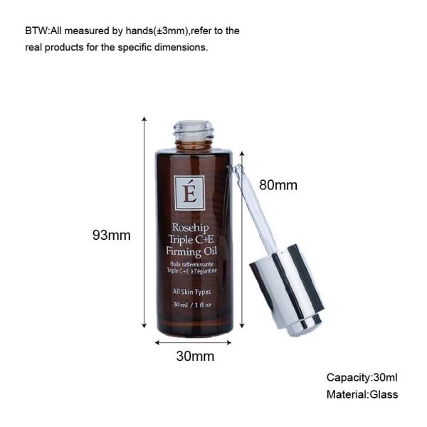 30 мл бутылка из коричневого/ янтарного прозрачного стекла с серебряными/ бамбуковыми/ черными каплями для пустых косметических стеклянных бутылок