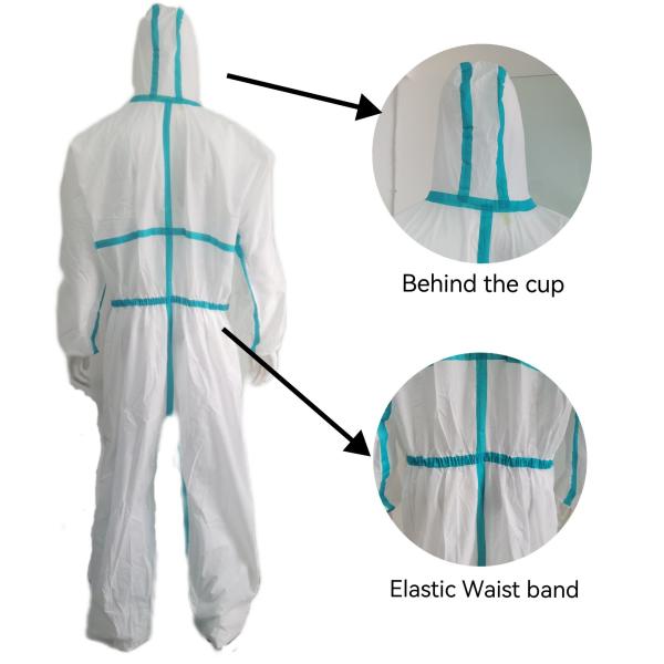Sample Provided for Free CE Type5 6 Nonwoven Protective Clothing Disposable Work Coverall