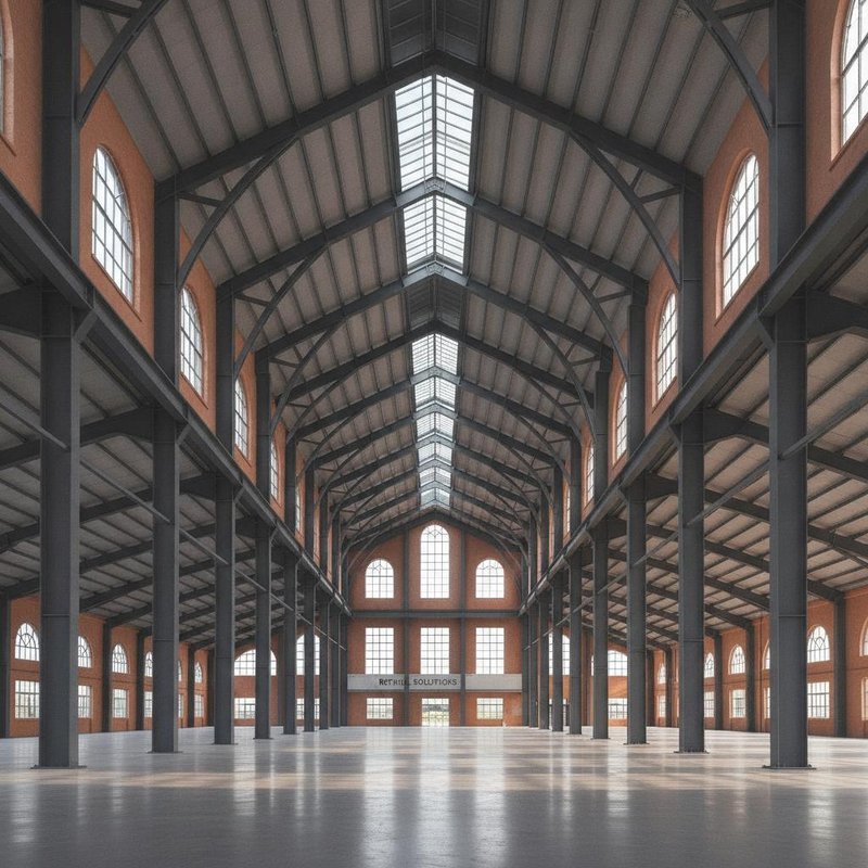 Cathedral Style High Ceiling Steel Structure Building Customizable Span Offering Paint Finishing Options Perfect for Retail Spaces