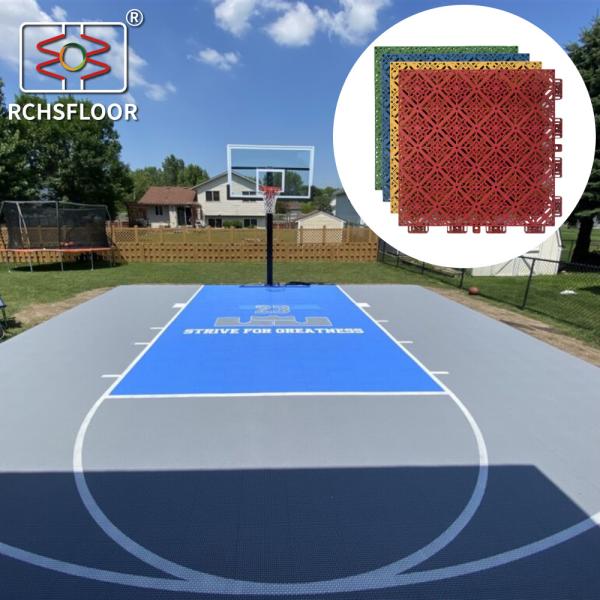 Gym Outdoor Basketball Court Flooring 280g Backyard Court Tiles