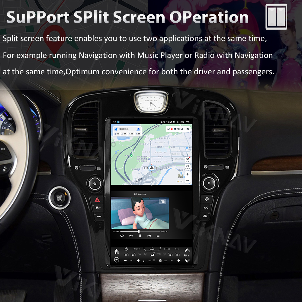 Автомобиль 2011-2023 Chrysler 300C Радио Android Авто CarPlay 8 Ядра Автоаудио OEM