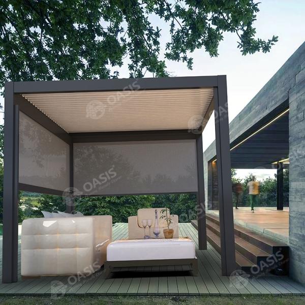 6063t5 Aluminum Alloy Pergola With Motorized Louvered Custom Heavy Duty Type
