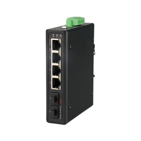 6-port Gigabit Industrial Ethernet Switch with SFP Fiber Ports for Harsh Environments