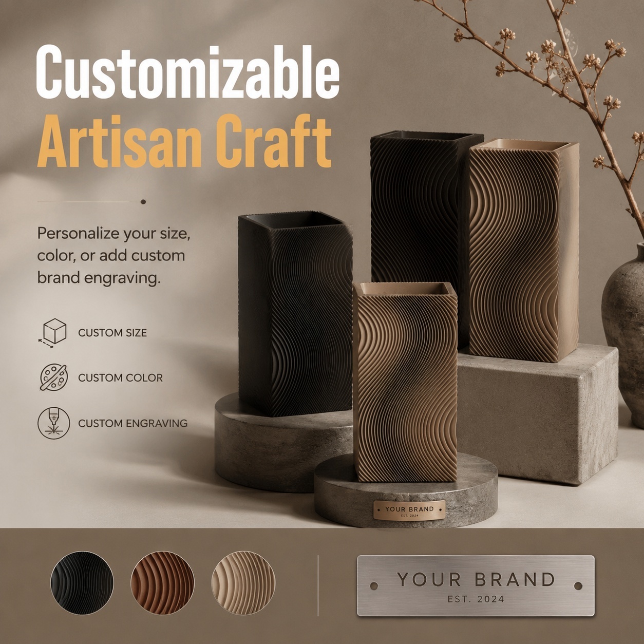 Eco Friendly PLA Decoration 3d Print Customizable Modern 3d Print Vase Model