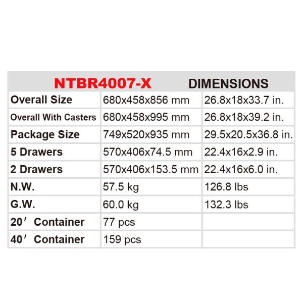 Torin NTBR4007-X Hot Selling High-quality Tool Cart Garage Cabinet Set Toolbox Cabinet Heavy duty with Automotive Workshop Tools