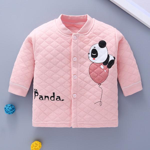Cute Cotton 3 Years Girls Windproof Winter Jacket Panda Animal Print Jacket Pink
