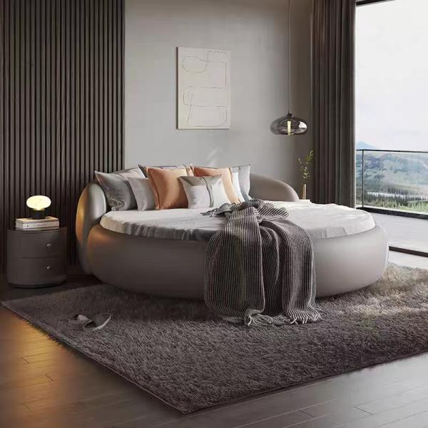 Fabric Hotel Round Bed Villa Bedroom King Bed 2m 2.2m Atmospheric Luxury