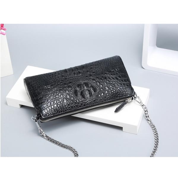Genuine Alligator Leather Female Flap Bag Lady Small Purse Authentic Crocodile Skin Two Straps Women Single Shoulder Bag