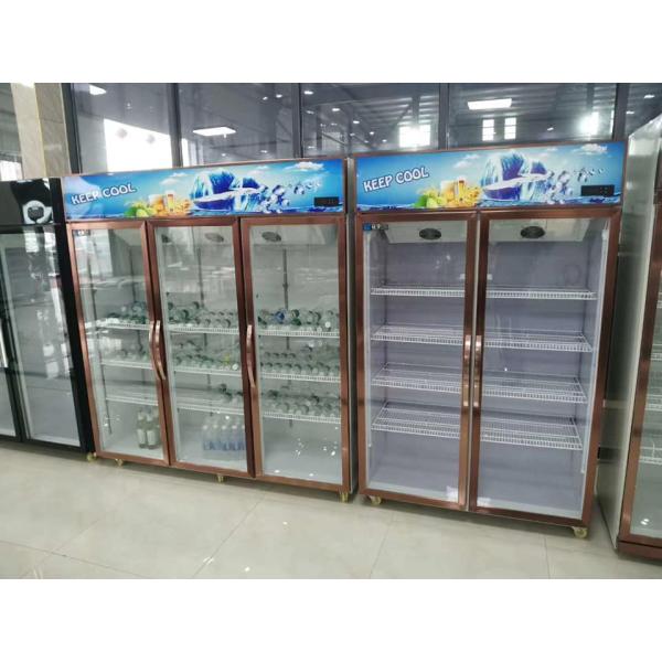 Air Cooling Upright Glass Door Chiller Double Door 1260L