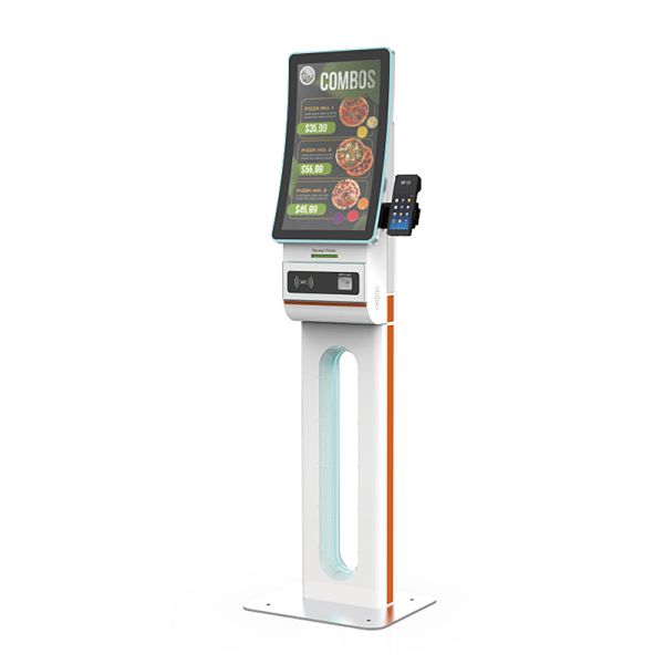 23.6-inch Self-service Ordering Kiosk, with card payment support and built-in ticket printer, 1920*1080 resolution.