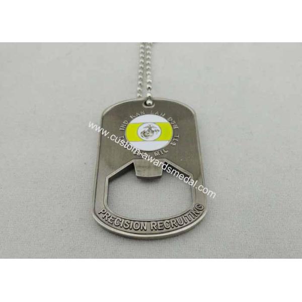 Stamped Bottle Opener Personalised Dog Tags With 800*2.4mm Ball Chain