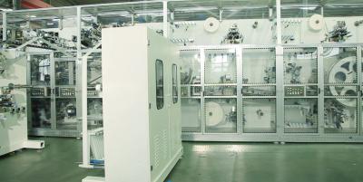 Full Servo T Shape Baby Diaper Machinery 380V AC With Nordson Glue Machine