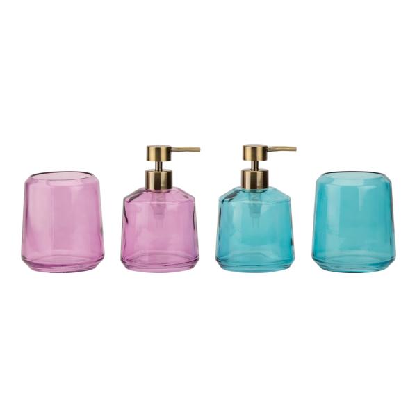 Customized color glass modern bathroom accessories bathroom soap dispenser tumbler round shape