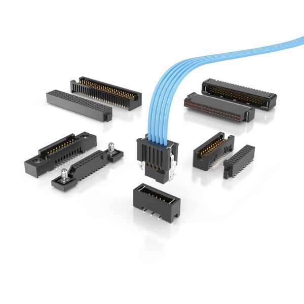 High density four row connector Samtec TFML 120 01 L D with shrouded polarized