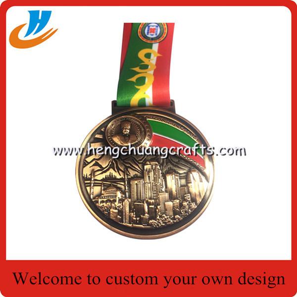 Old challenge medals/Antique metal medals customized,award ribbon medals wholesale